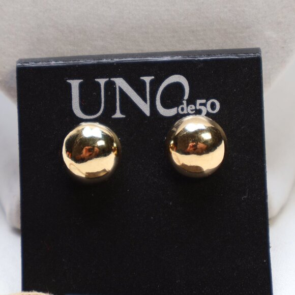 Uno de 50 Gold Tone Intrepida Stud Earrings $95 New - Picture 2 of 5